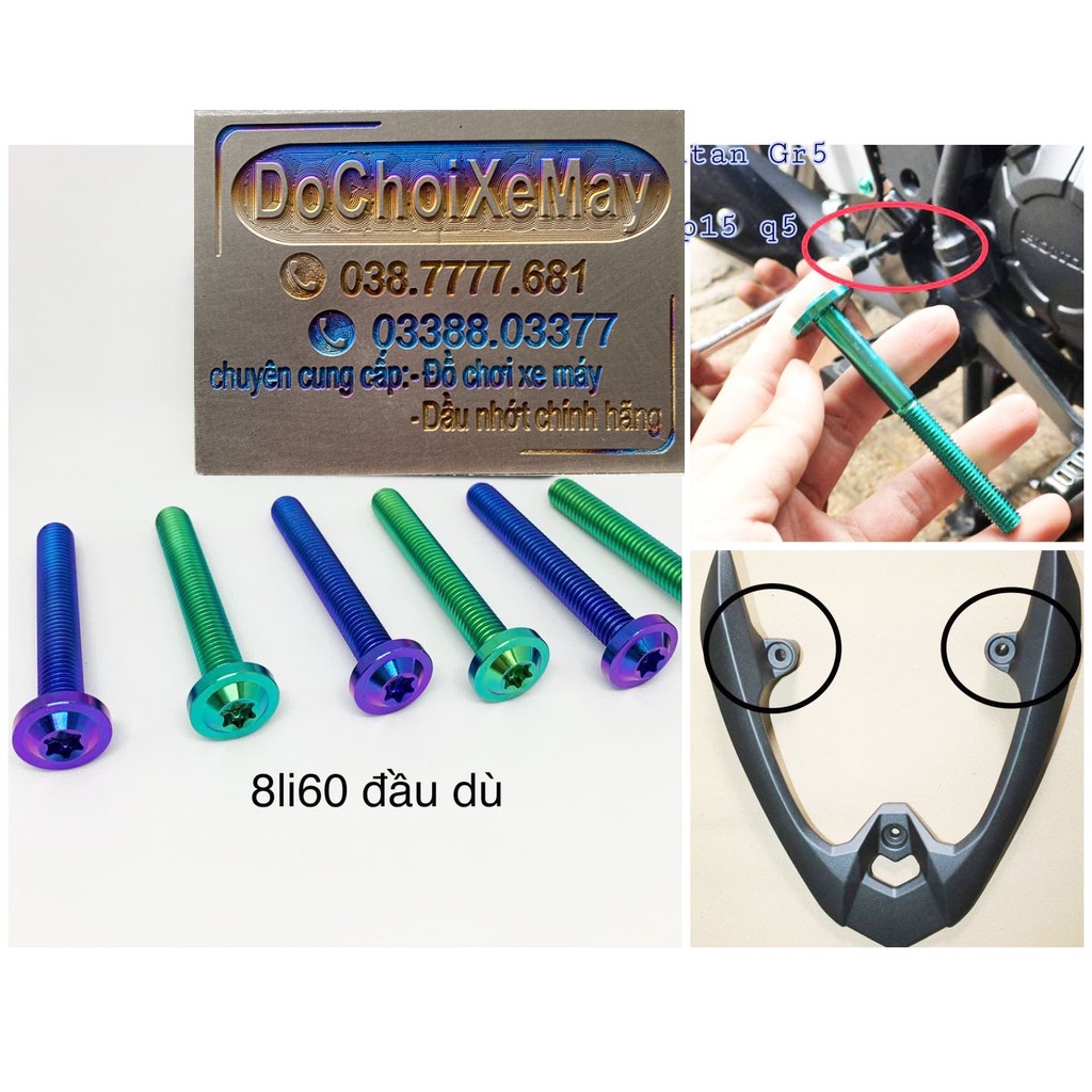Ốc Titan bắt cần thắng , cần đạp thắng 8li60 đầu dù Gr5 cho Sonic , Winner , cảng sau Vario 2017,18 20 DoChoiXeMay