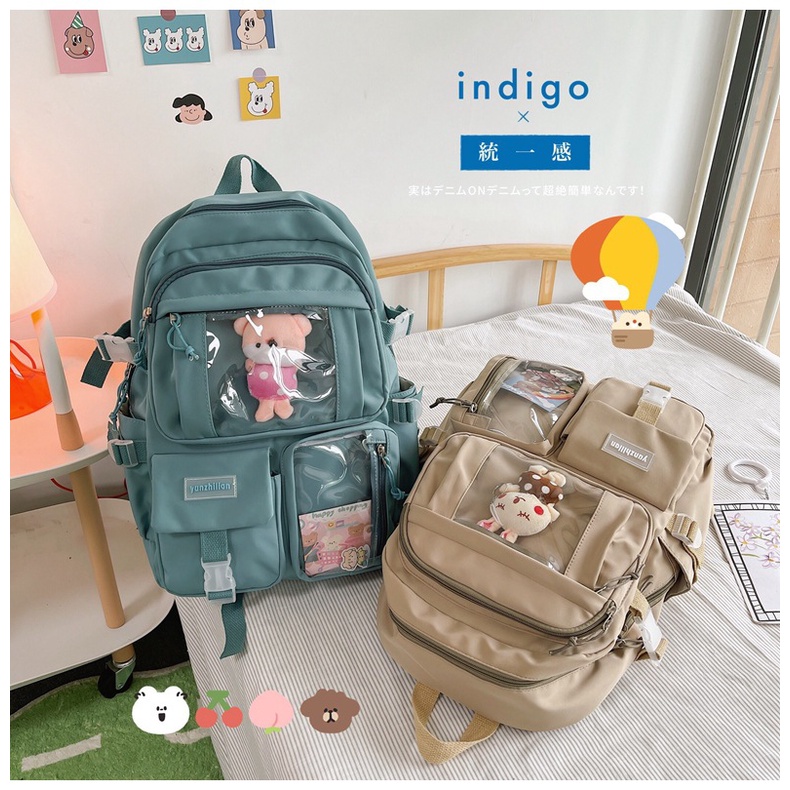 Balo học sinh ulzang kèm gấu trắng quảng châu