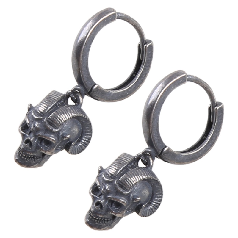 TAK Vintage Rock Punk Piercing Body Jewelry Goats Skull Stud Earrings for Men Women