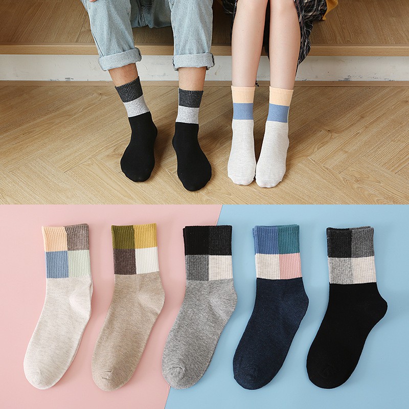 vớ caro 4 màu - cao cổ