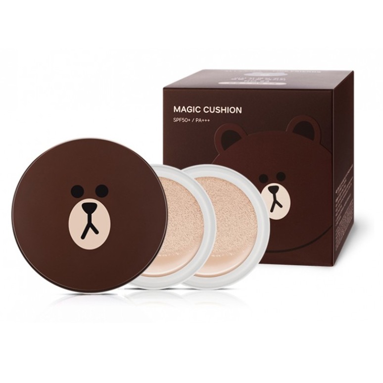 Phấn nước Missha M Cushion Line Friend Gấu Brown - No.23 Da sáng 15g [ Thêm lõi ]