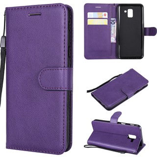 Casing Samsung Galaxy J6/J6 2018 solid color leather cover phone case