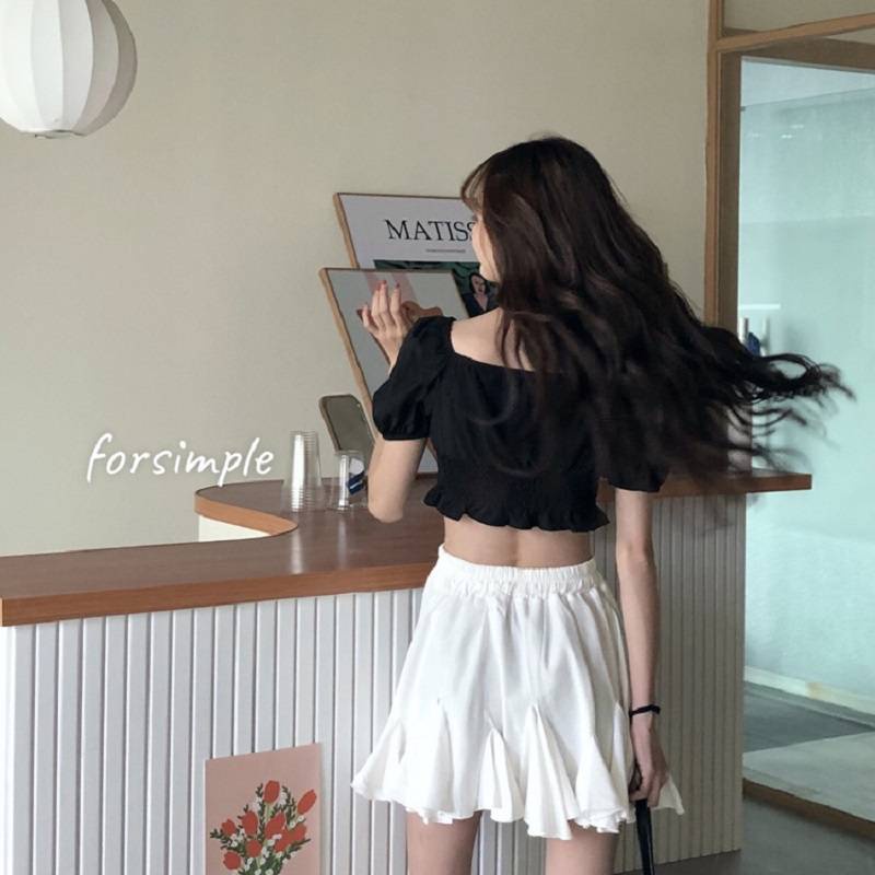 White Thin Poncho A-word Skirt Women's Wear-reducing Skirt Summer Korean Version of A Hundred High-waisted Skirt
