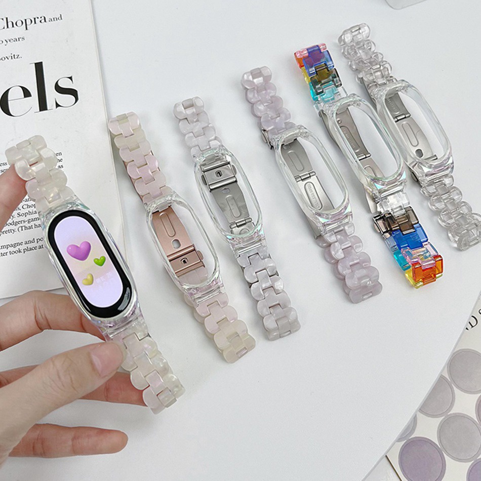 Dây Đeo Thay Thế Bằng Nhựa Màu Laser Thời Trang Cho Xiaomi Mi Band 7 6 5 4 Miband 3 4 5