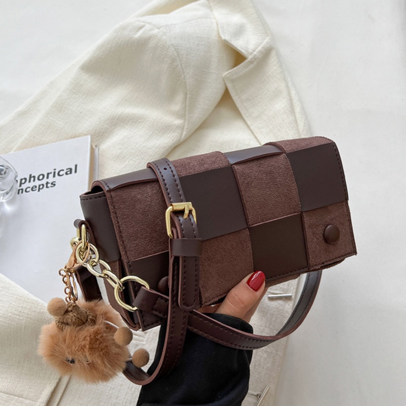 Túi đeo chéo IELGY kiểu chữ nhật nhỏ thiết kế đơn giản màu sắc tương phản cho nữ