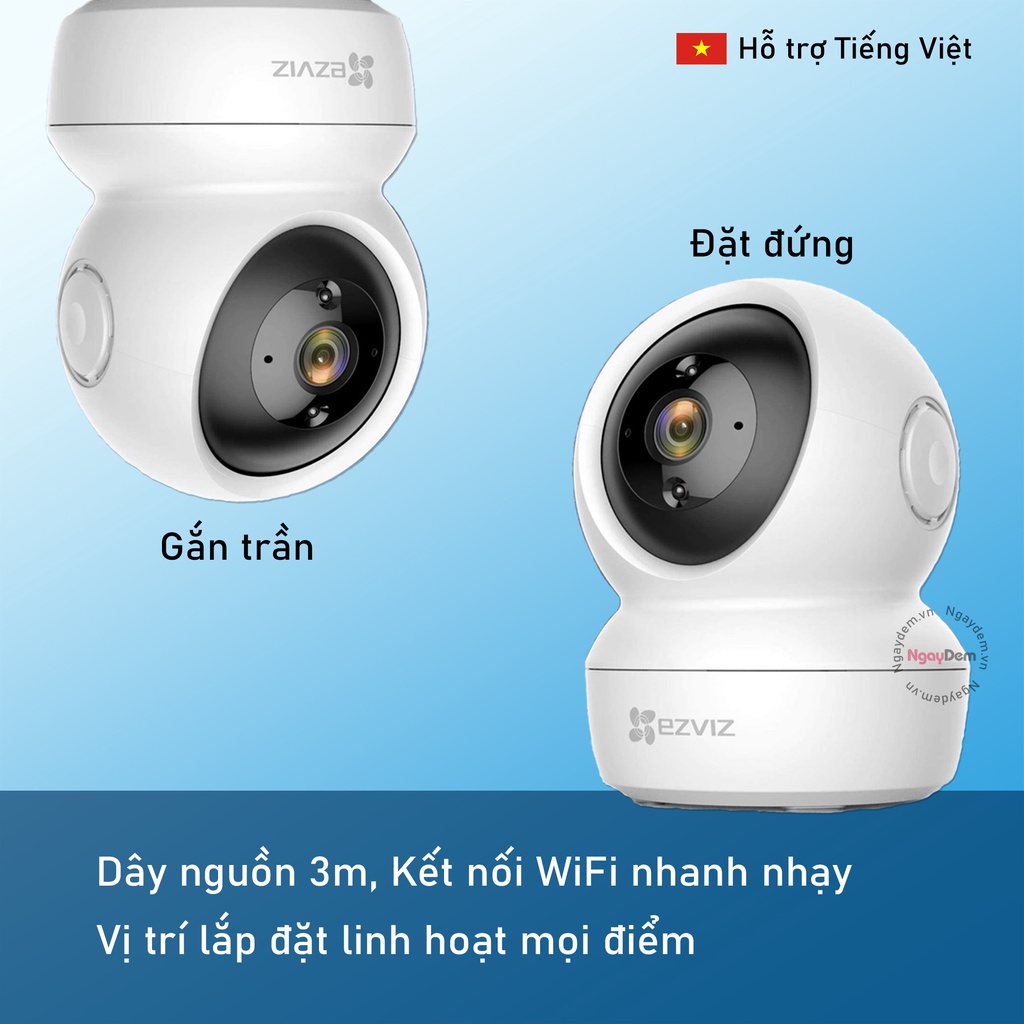 Camera Wifi Ezviz C6N Full HD 1080P 2MP Xoay 360 - Đàm Thoại 2 Chiều Giám Sát An Ninh