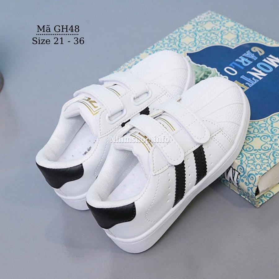 Giày cho bé tập đi trẻ em 1 đến 2 tuổi da mềm cao cấp êm nhẹ quai dán đế êm chống trơn trượt mùa hè phong cách Hàn GH48