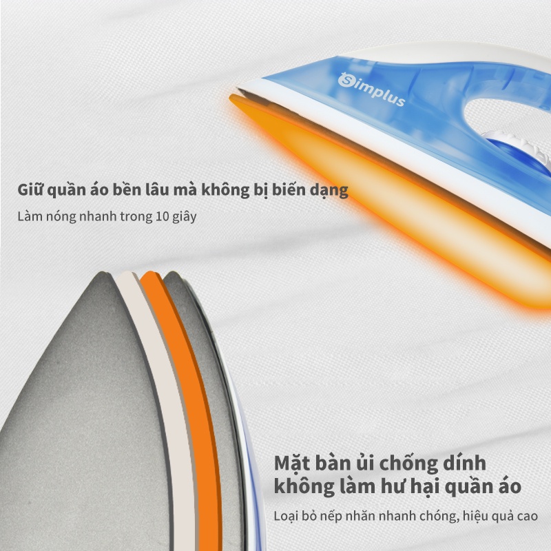 Simplus Bàn ủi khô bàn ủi điện cầm tay gia dụng Công Suất 1300W Dry Iron