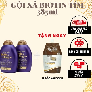 Combo gội xả biotin tím ogx 385ml