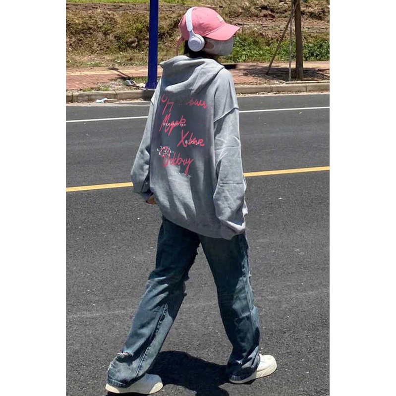NRVP Áo Khoác Hoodie Tay Dài Dáng Rộng In Họa Tiết Phong Cách Hàn Quốc Dành Cho Nam Nữ
