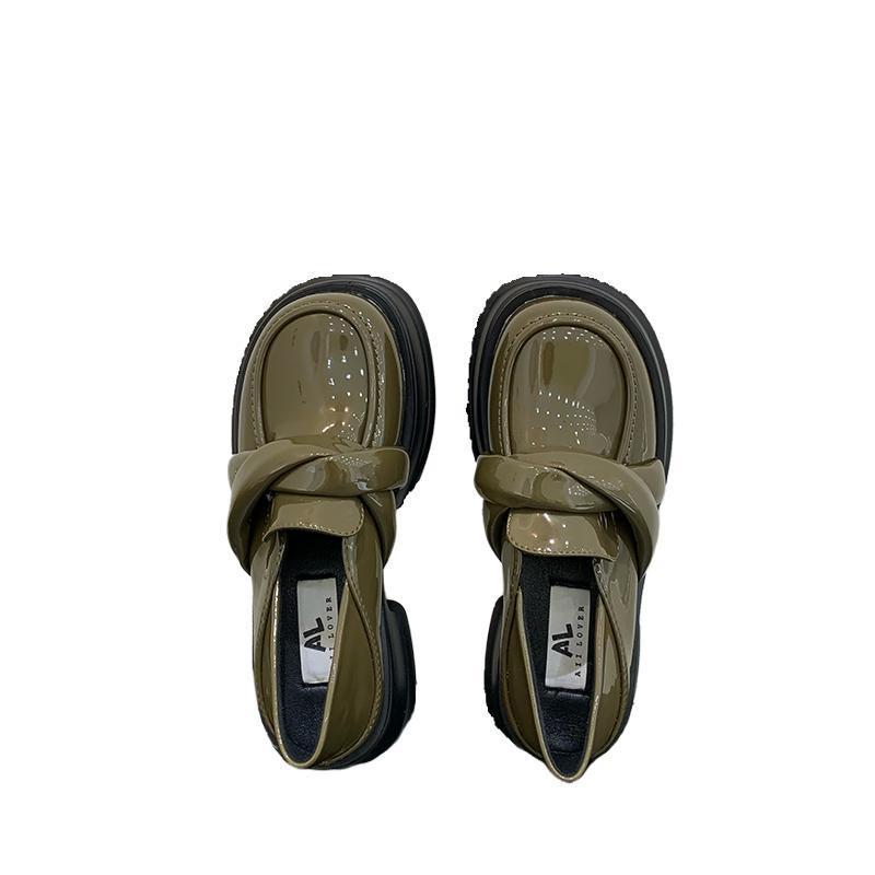 Giày Da Bóng Đế Dày Phong Cách Anh Quốc Preppy Cho Nữ