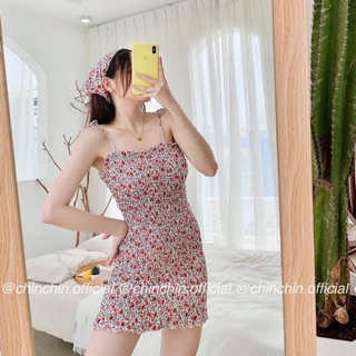 Đầm dây body hoạ tiết + tặng kèm khăn