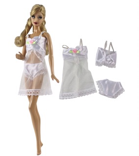 Set đồ ngủ ren dễ thương cho búp bê 30cm – nhiều màu xinh xắn - màu ngẫu nhiên