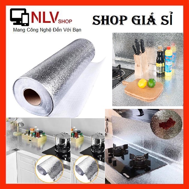 Giấy Bạc Dán Tường Nhà Bếp Cách Nhiệt, Chống Thấm (2M X 60CM), cuộn giấy bạc chống bắn dầu, giữ vệ sinh nhà bếp tiện lợi