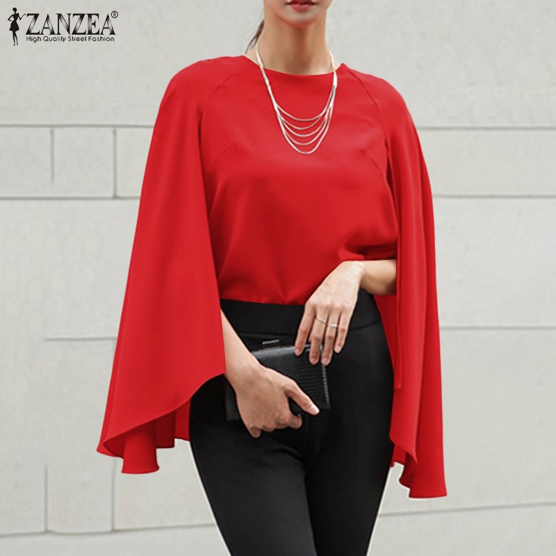 Áo choàng kiểu ZANZEA cổ tròn tay dài màu trơn thời trang thanh lịch cho nữ