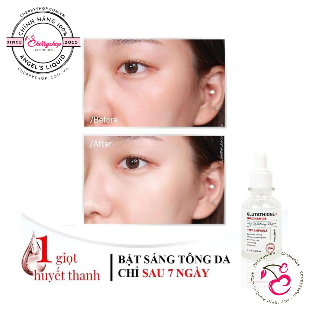 Huyết thanh  Angel's Liquid Glutathione Niacinamide 700V-ampoule( Tặng mút rửa mặt hoặc găng tay tẩy tế bào chết )