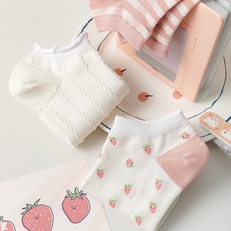 Vớ Ngắn Trắng Hồng - VO1110