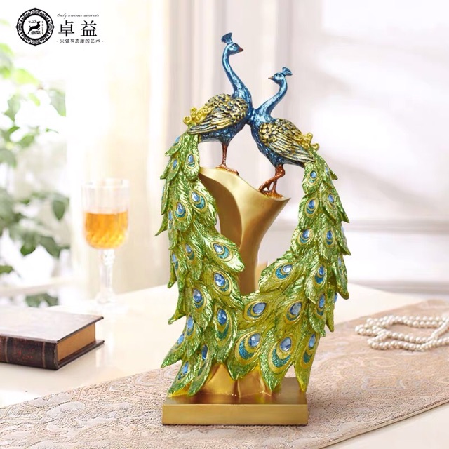 Tượng đôi chim công trang trí phòng khách