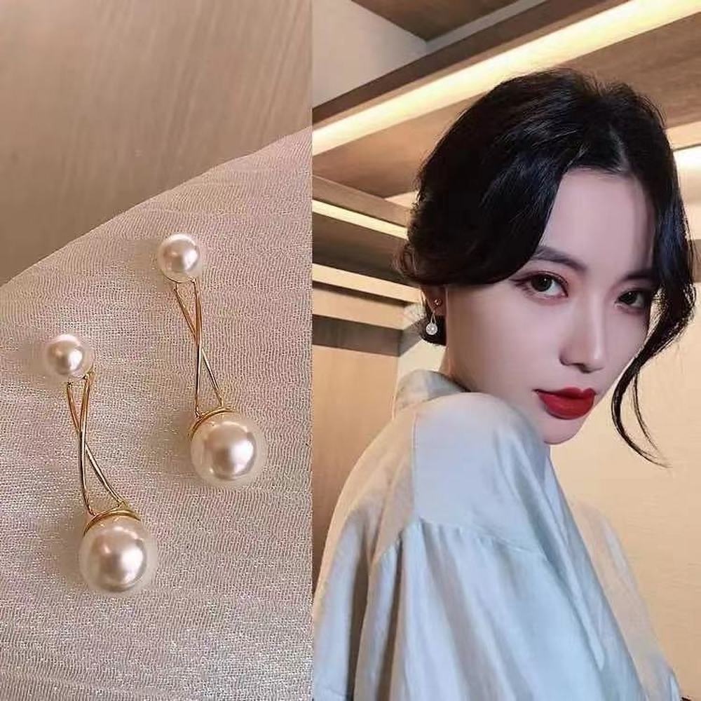 Bông Tai Đính Ngọc Trai Sang Trọng Phong Cách Hàn Quốc Cho Nữ