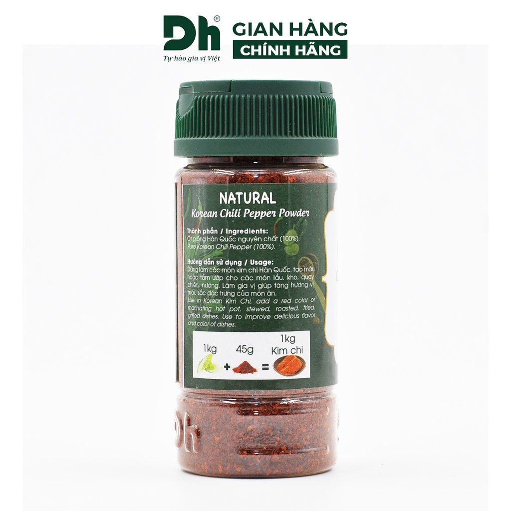 Ớt bột Hàn Quốc Natural DH Foods chế biến thực phẩm 45gr/90gr - DHGVT65