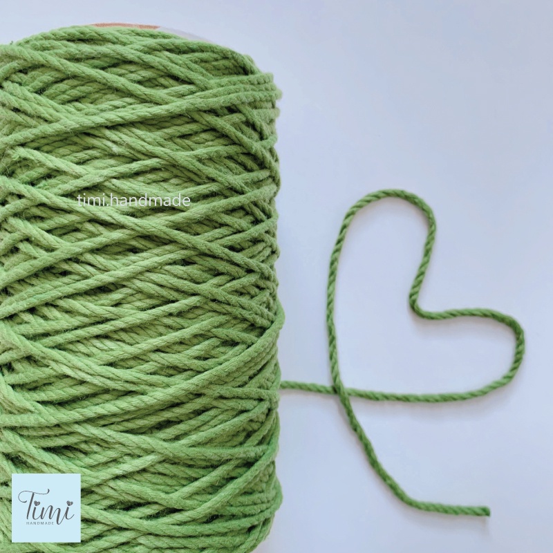 Dây thừng macrame cotton màu XANH OLIVE size 3mm/5mm mềm mịn