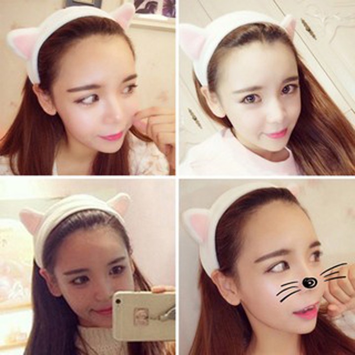 Băng Đô Tai Mèo Nhung Mềm Mượt