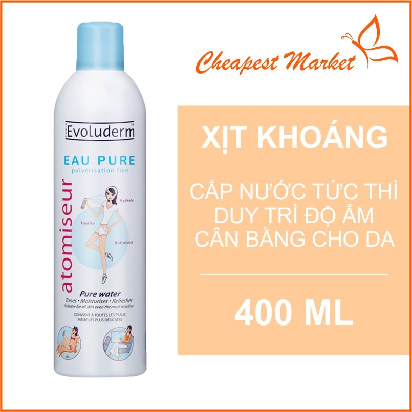 Xịt khoáng cấp ẩm, cấp nước cho da Evoluderm 400ml