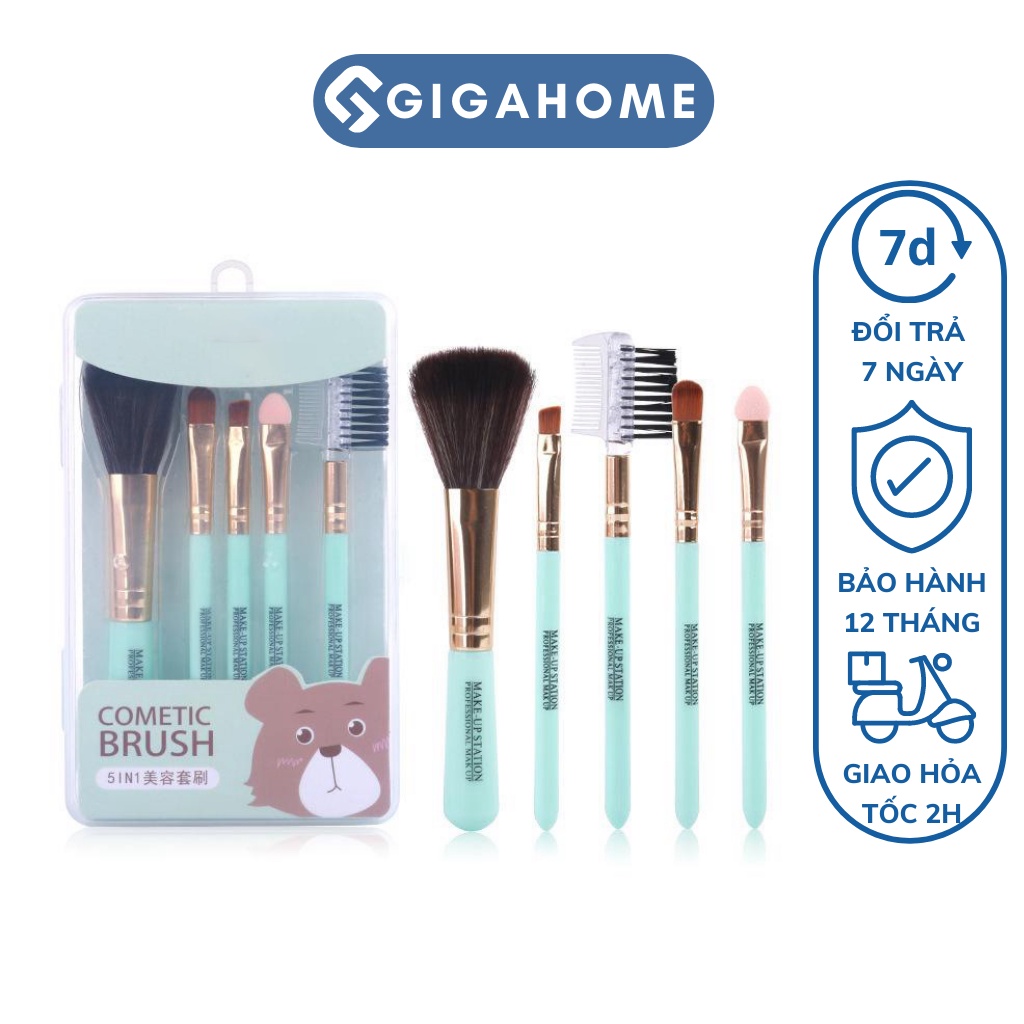 Bộ 5 Món Cọ Trang Điểm Cá Nhân GIGAHOME Lông Mềm Mịn, Dễ Ăn Phấn Dễ Mang Đi 8691