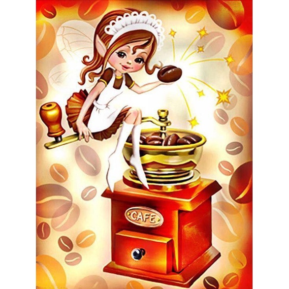 Bộ tranh đính đá 5D tự làm hình yêu tinh kích thước 30x40cm