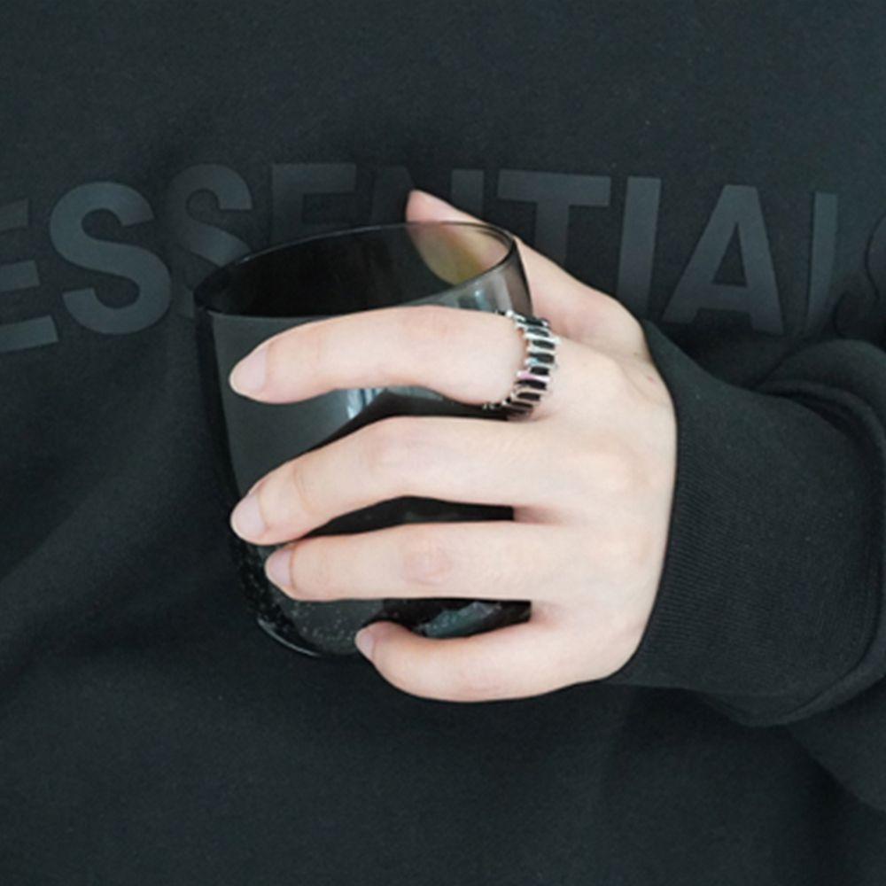 Nhẫn Thép Titan Kiểu Dáng Hình Học Đơn Giản Phong Cách Punk Thời Trang