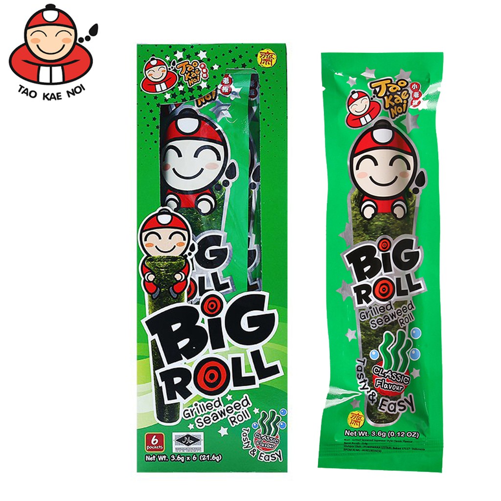 Rong biển ăn liền TAOKAENOI Bigroll - Đủ Vị (Hộp 6 gói - 3,6g/gói)