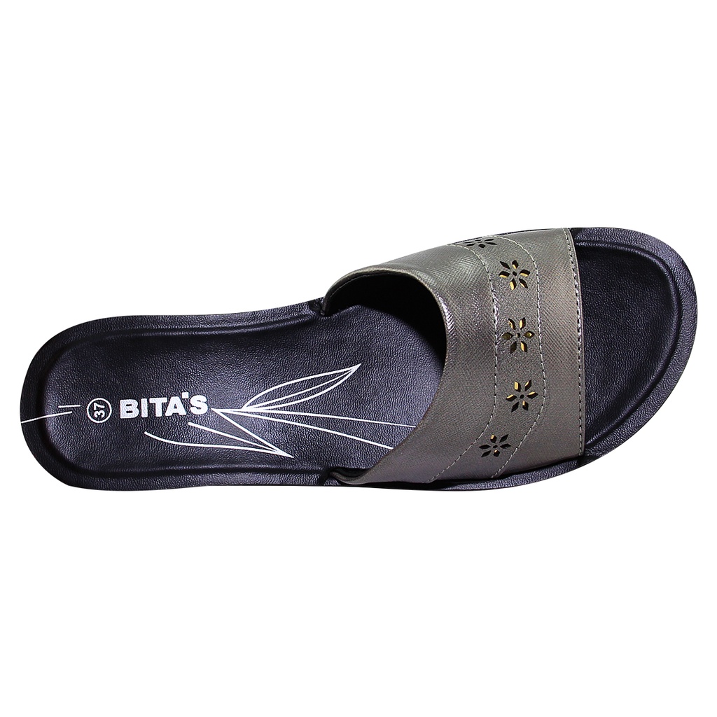 DÉP QUAI NGANG NỮ Bita's DAN.104 (Đen + Xám) cổ điển cao 4cm