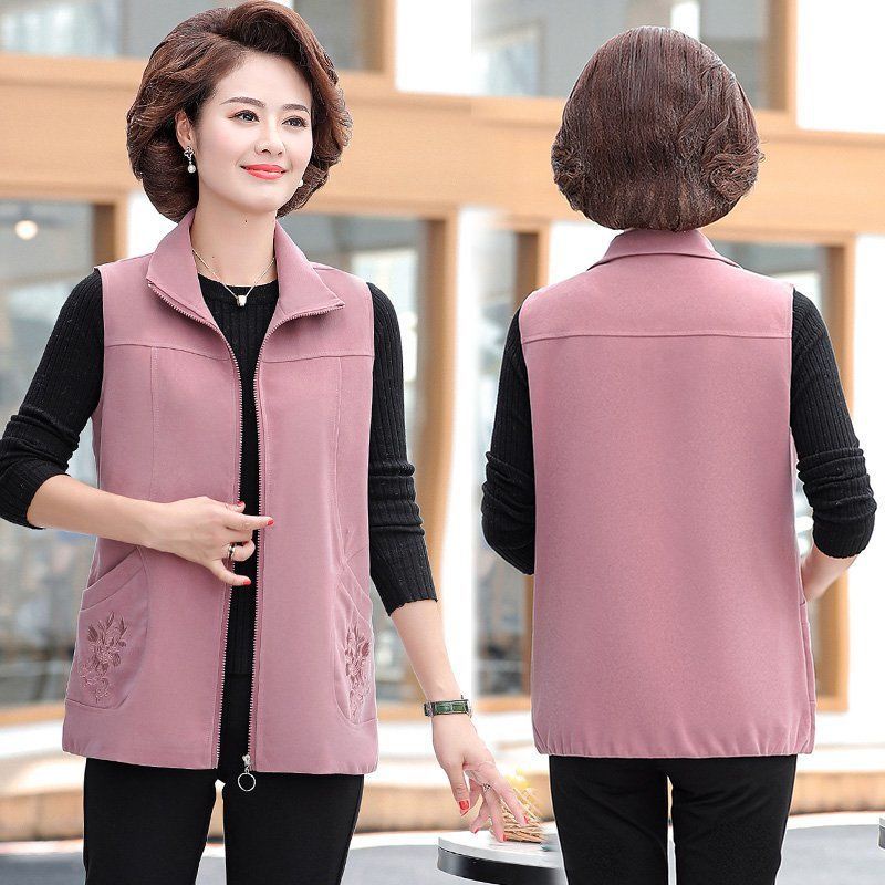 Thu đông các bà mẹ trung niên mặc vest áo nữ và cao tuổi dáng rộng cổ phong cách phương tây