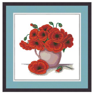 Tranh thêu chữ thập in trên vải - Hoa poppy - Xartshop hc054