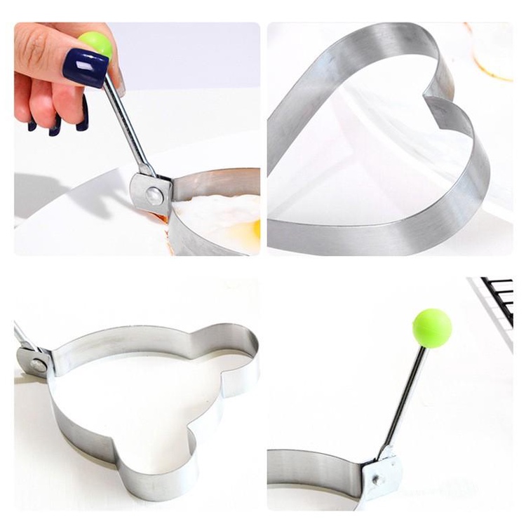 Khuôn Rán Trứng Ốp La, Bánh Bằng Thép Nhiều Hình Kute Có Núm Cầm (Set 5 chiếc) - BooMart