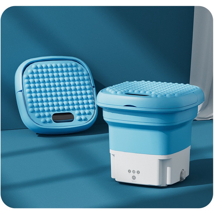 (SẴN HÀNG) Máy giặt Mini gấp gọn di động vắt khô, khử khuẩn bằng UV công nghệ Blue Ag -CÓ VAN XẢ NƯỚC -L2029