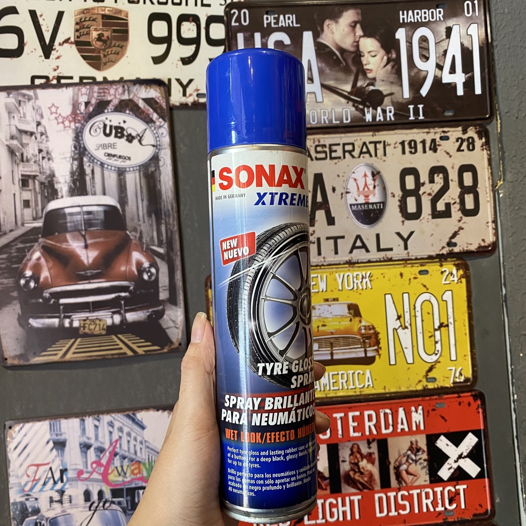 Xịt bóng và làm đen lốp dạng ướt Sonax xtreme tyre gloss spray wet look 400ml Sonax235300 Tặng khăn chamsocxestore