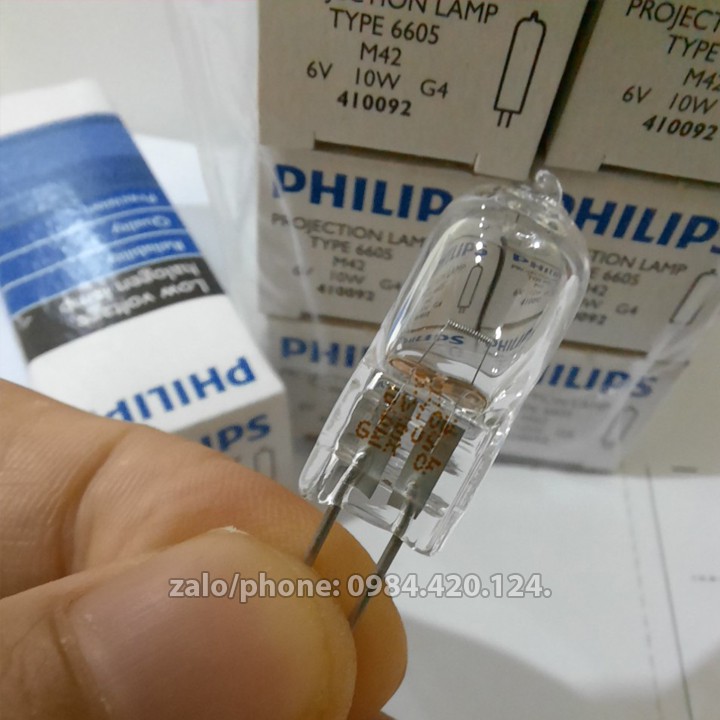 Bóng đèn sinh hiển vi 6V 10W Philip chân cắm G4 tuổi thọ 2000hrs