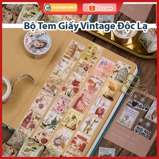 Tem nhãn dán vintage, miếng dán decal thiết kế họa tiết kiểu con tem 960 tem, cuộn 5 mét [TOM AND JERRY 4.0 TOYS STORE]