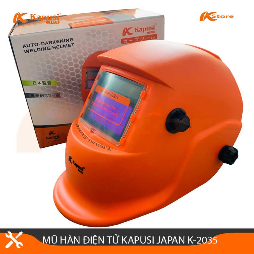 MŨ HÀN ĐIỆN TỬ NHẬT KAPUSI K-2035 TỰ ĐỘNG ĐIỀU CHỈNH SÁNG TỐI, KÍNH HÀN CAO CẤP CHỐNG LÓA BẢO VỆ MẮT