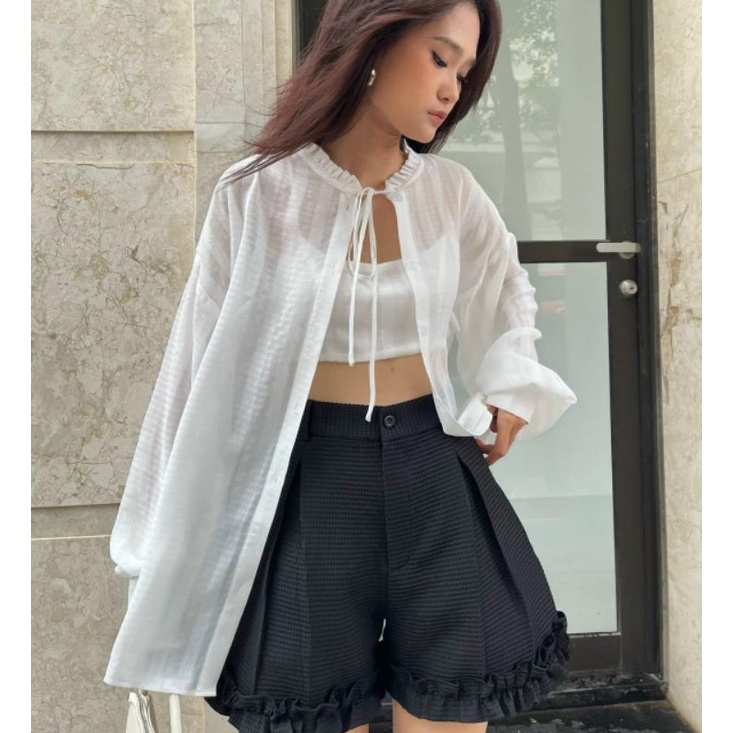 Quần Xốp nhún lai bèo Cạp Cao Xòe Siêu Hot