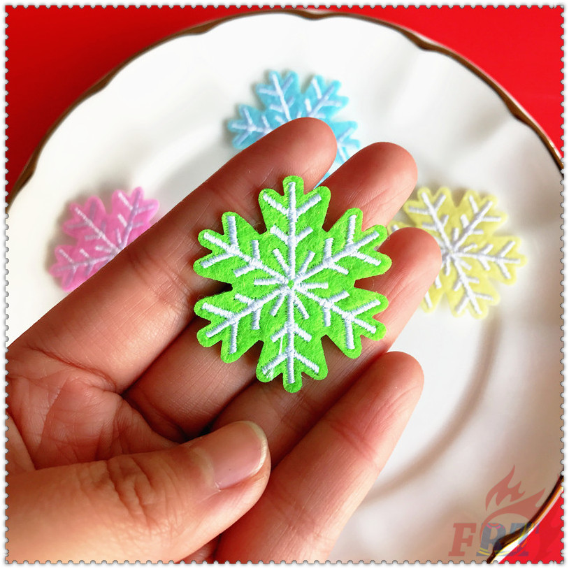 Miếng dán ủi thêu quần áo hình bông tuyết nhiều màu sắc