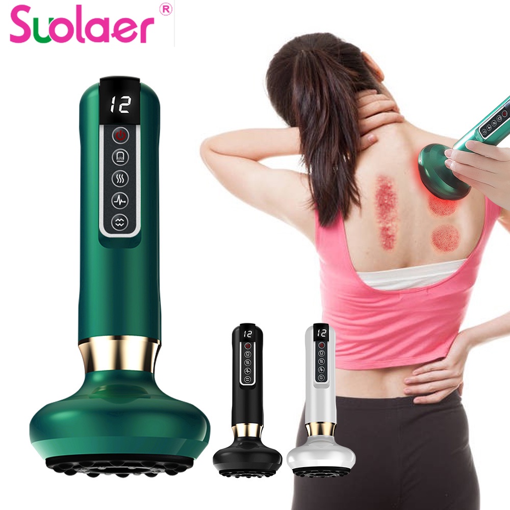 Máy mát xa SUOLAER Gua Sha bằng điện có phụ kiện cốc hút chân không giúp giảm cân