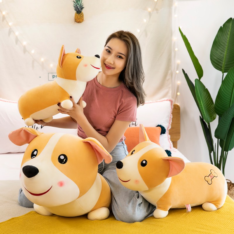 □❐Gối ôm hình chú chó corgi bằng nhung dễ thương xinh xắn