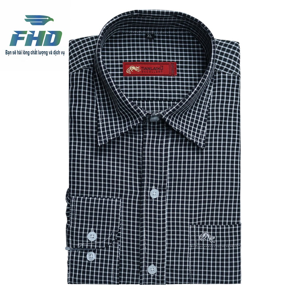Áo Sơ Mi Nam Tay Dài Chất Vải Dày Dặn Họa Tiết Kẻ Sọc Giá Tốt Bền Màu FHDA005