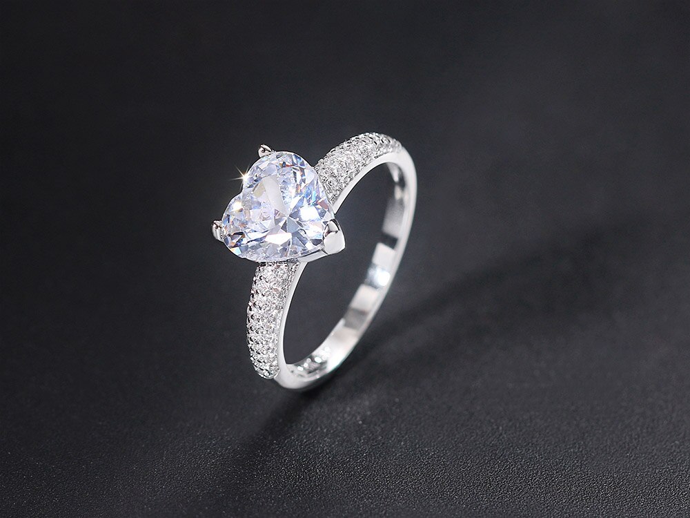 Nhẫn Zircon Trái Tim Lớn Lãng Mạn Cho Phụ Nữ Tình Yêu Cô Dâu Lời Hứa Đính Hôn Cưới Nhẫn Nữ Nhẫn Ngón Tay Tuyệt Đẹp Trang Sức R540