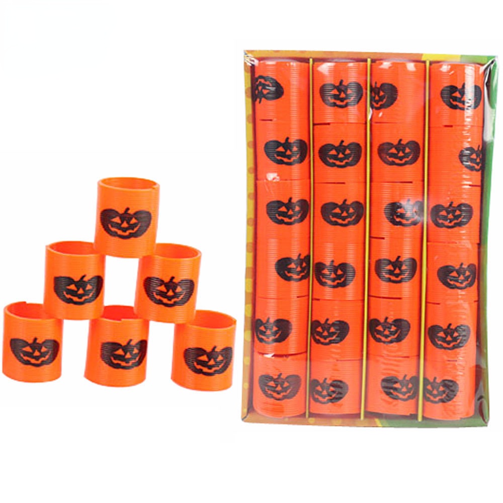 Vòng Lò Xo Bằng Nhựa Xếp Hình Bí Ngô Màu Cầu Vồng Trang Trí Halloween Cho Bé