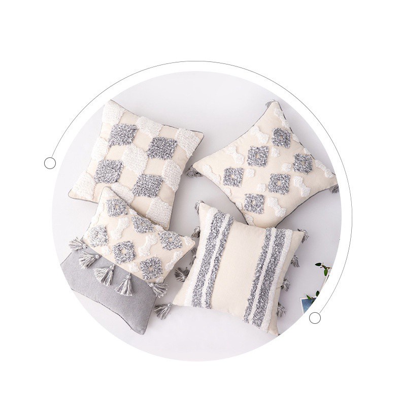Vỏ gối 30x50cm/45x45cm có khóa kéo dùng trang trí phòng khách
