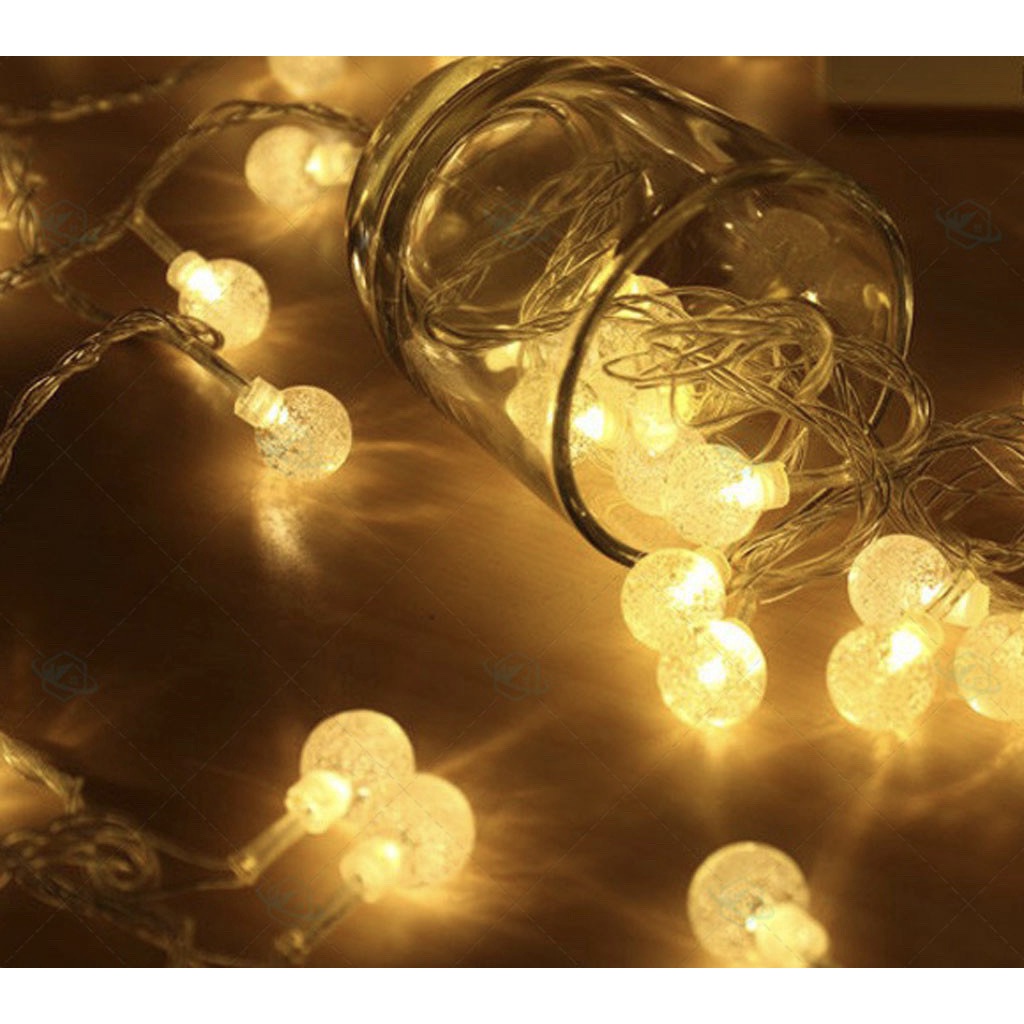 Dây Đèn Trang Trí 36 Bóng Tròn Sáng Vàng Dây 9m Dùng Trang Trí Noel, Quán Cafe, Tiệc, Lễ Tết ...