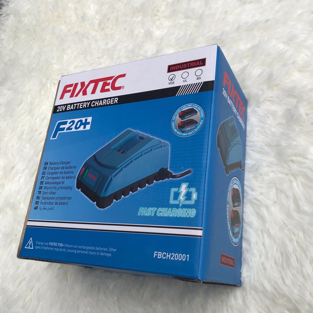 Đế sạc pin 20V FIXTEC FBCH20001, dùng để sạc pin nhanh cho các dòng pin 20V của FIXTEC, cường độ 2.2A